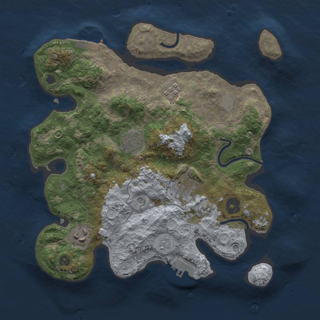 Rust Map: Procedural Map, Size: 3000, Seed: 570821604, 11 Monuments