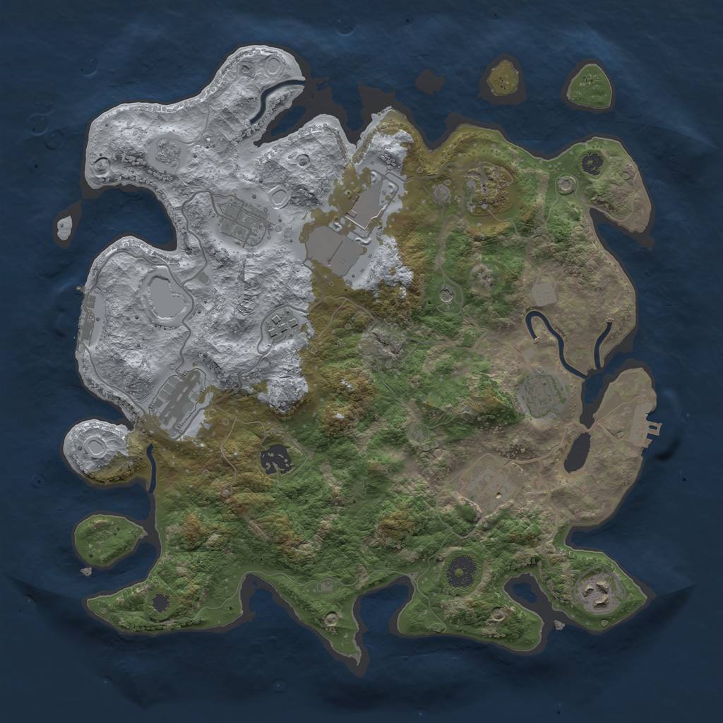 Rust Map: Procedural Map, Size: 3500, Seed: 33476400, 16 Monuments