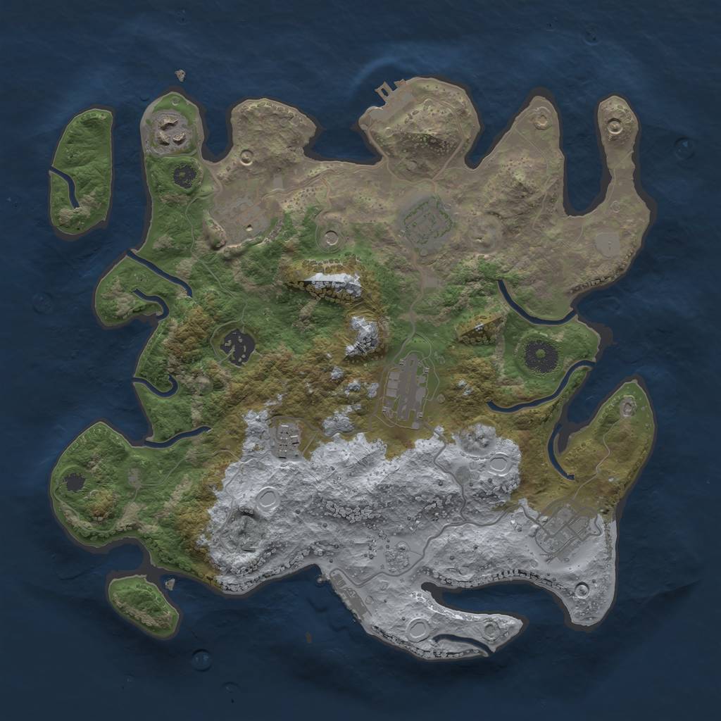 Rust Map: Procedural Map, Size: 3250, Seed: 1492118440, 14 Monuments