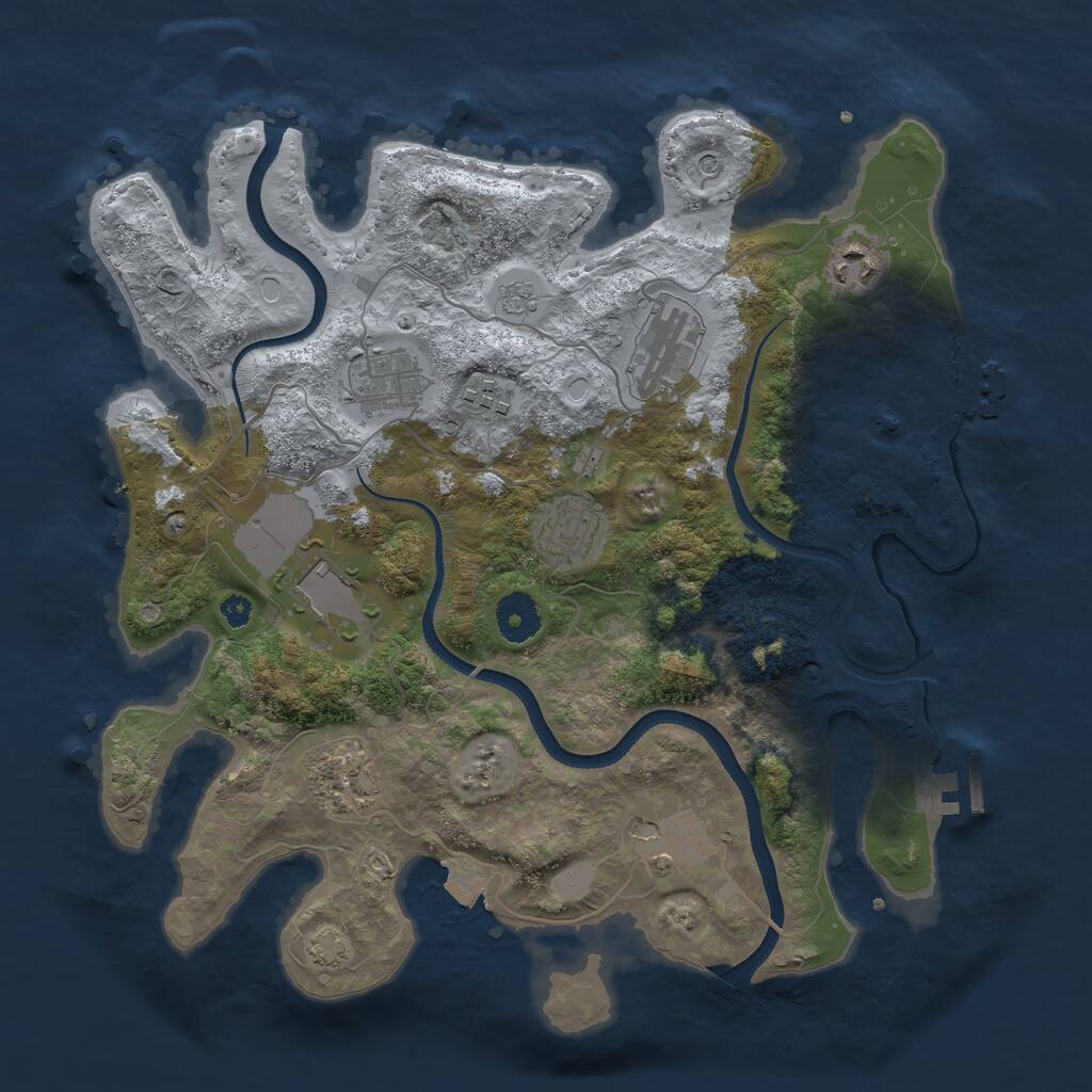 Rust Map: Procedural Map, Size: 3500, Seed: 63541323, 14 Monuments