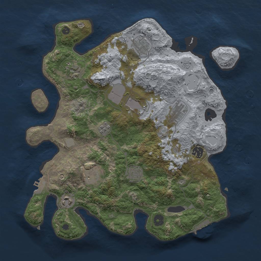 Rust Map: Procedural Map, Size: 3500, Seed: 64894087, 16 Monuments