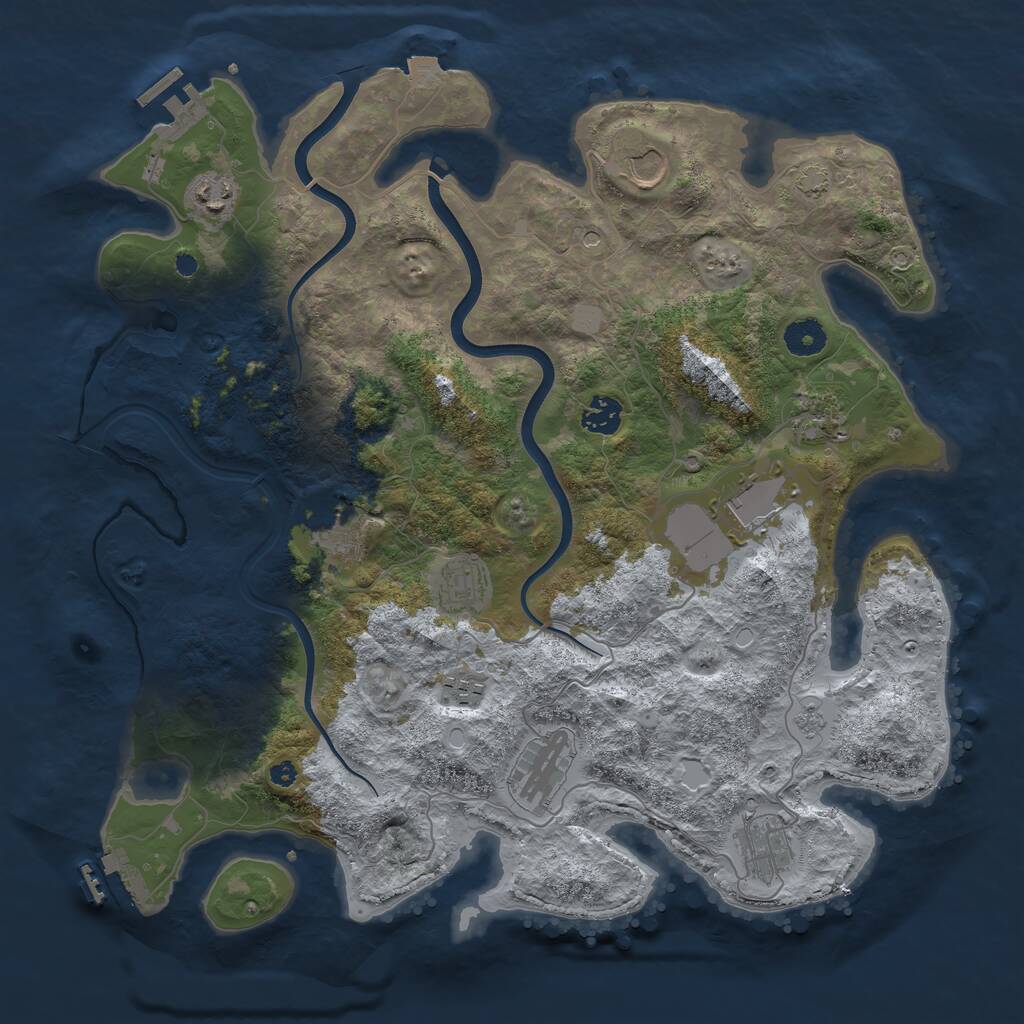 Rust Map: Procedural Map, Size: 3900, Seed: 83173605, 16 Monuments