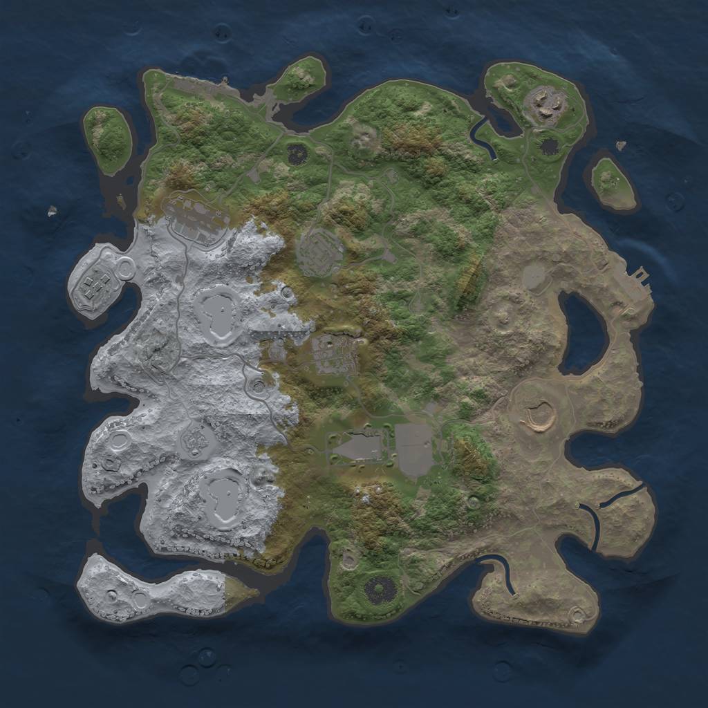 Rust Map: Procedural Map, Size: 3500, Seed: 50806526, 14 Monuments