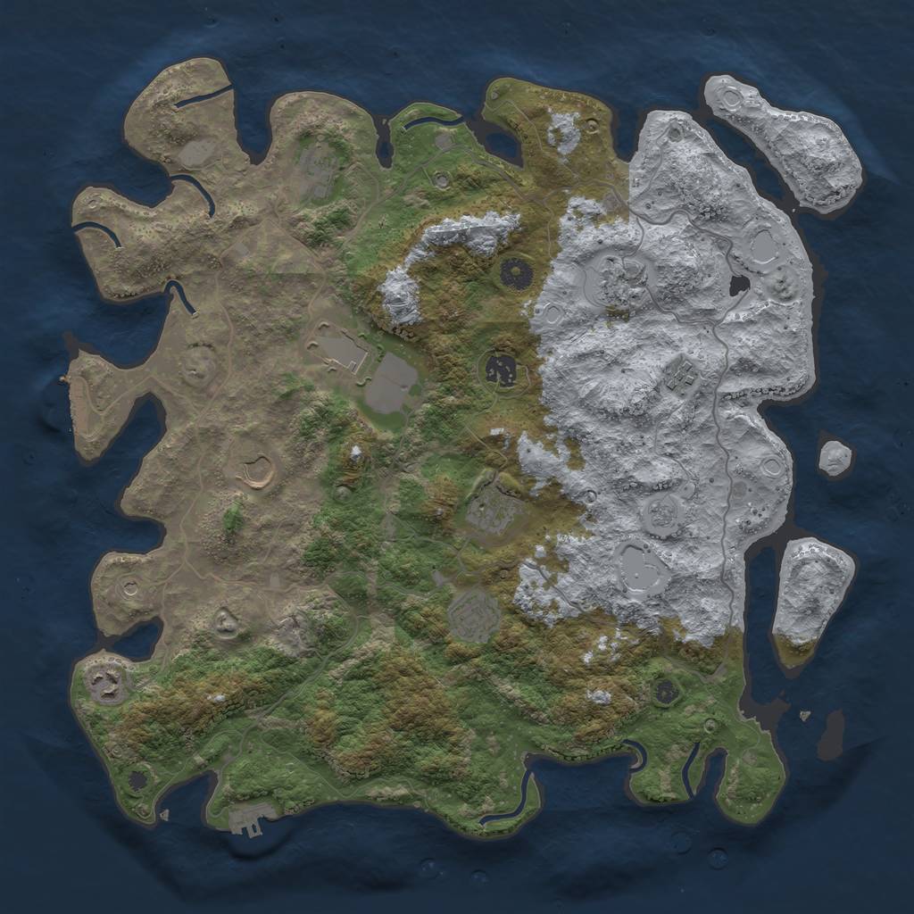 Rust Map: Procedural Map, Size: 4200, Seed: 1254748, 16 Monuments