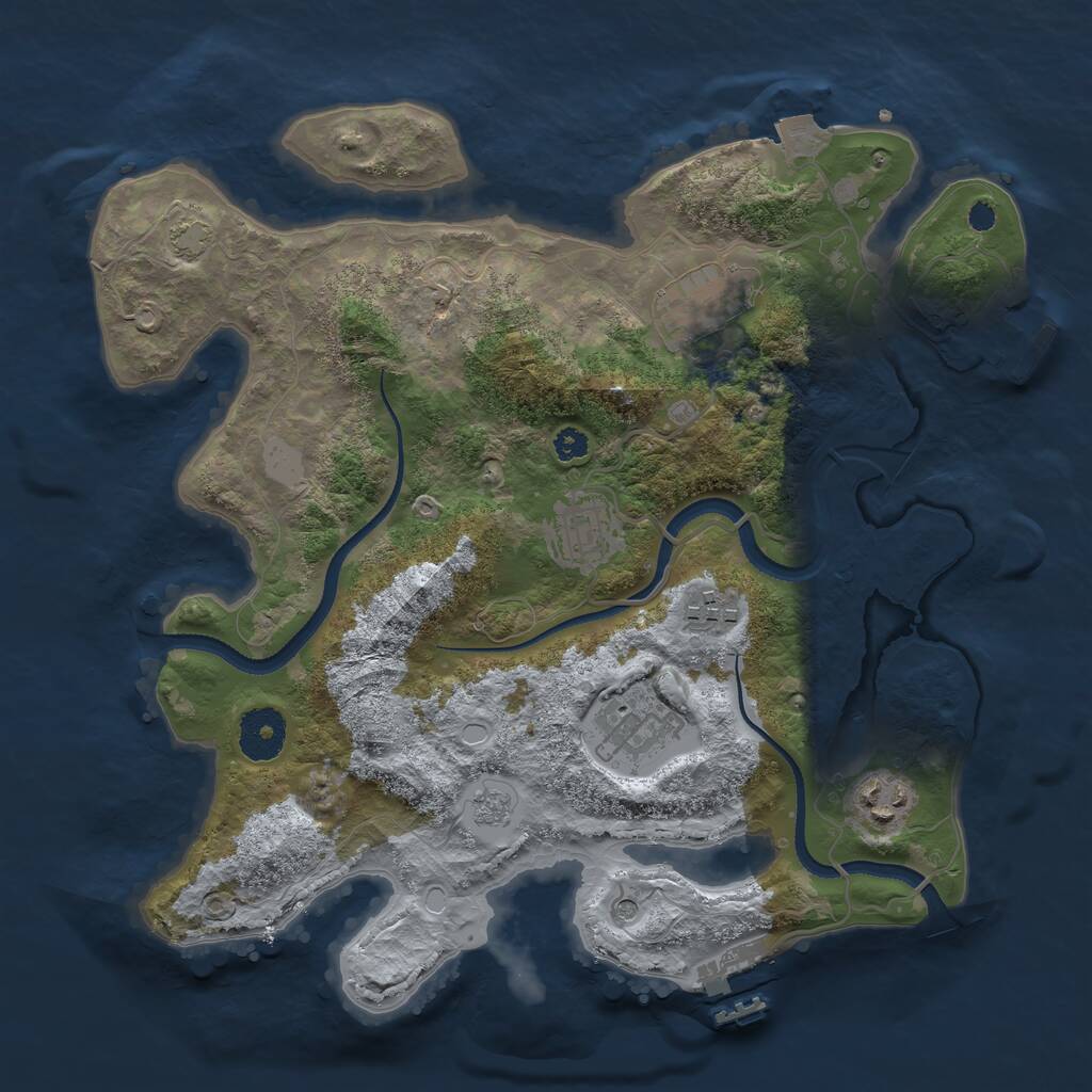Rust Map: Procedural Map, Size: 3250, Seed: 637627975, 11 Monuments