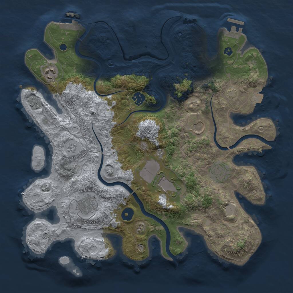 Rust Map: Procedural Map, Size: 3500, Seed: 1947529804, 13 Monuments