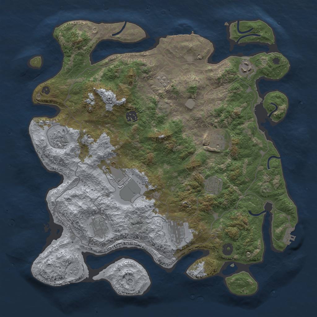 Rust Map: Procedural Map, Size: 4000, Seed: 712750124, 16 Monuments