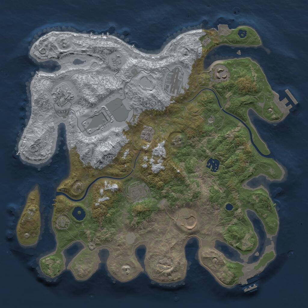 Rust Map: Procedural Map, Size: 3500, Seed: 324508825, 14 Monuments