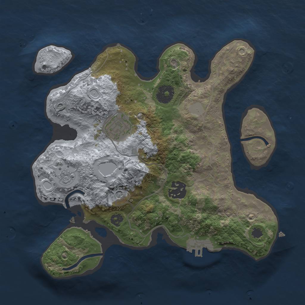 Rust Map: Procedural Map, Size: 2500, Seed: 1123123, 8 Monuments