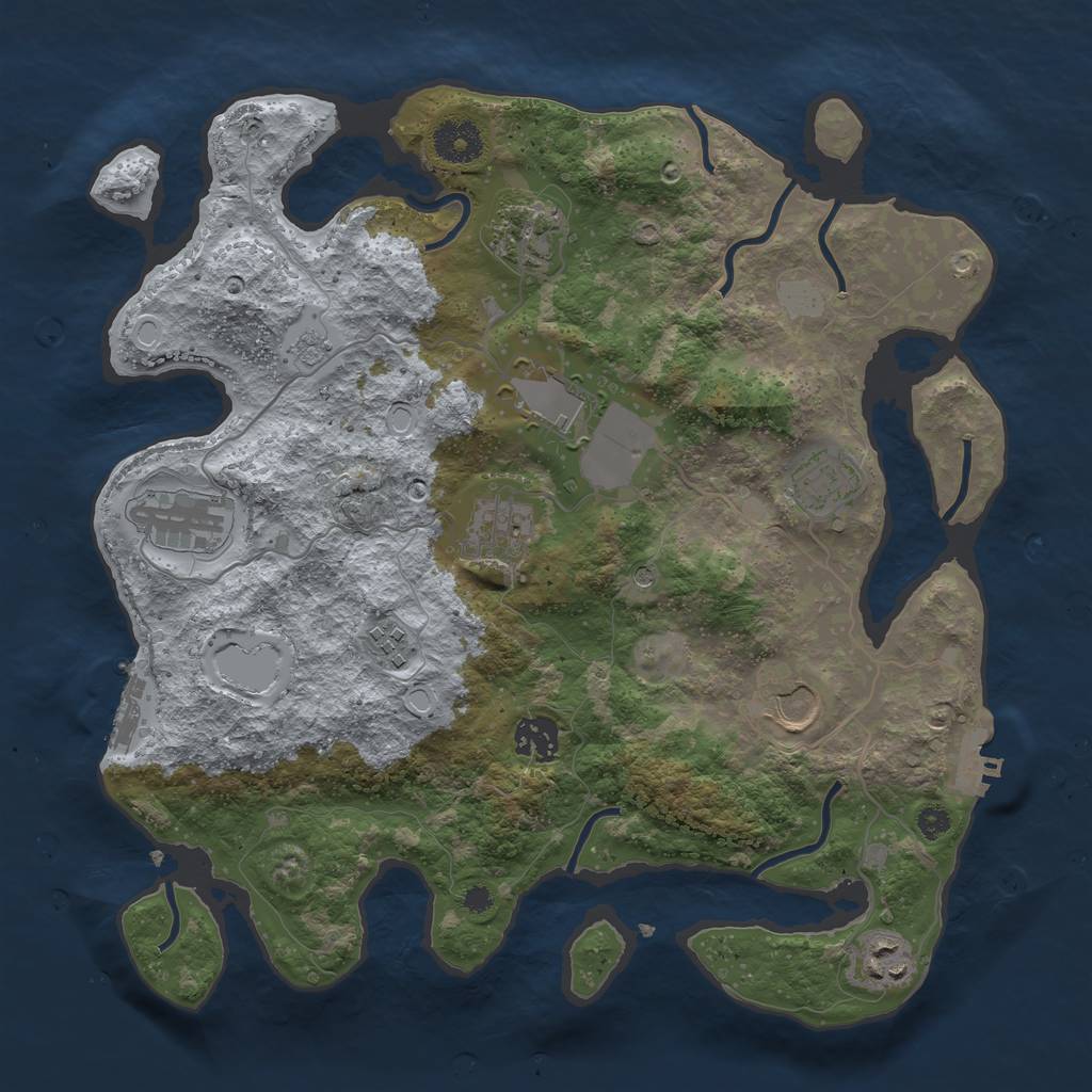 Rust Map: Procedural Map, Size: 3500, Seed: 5789435, 16 Monuments