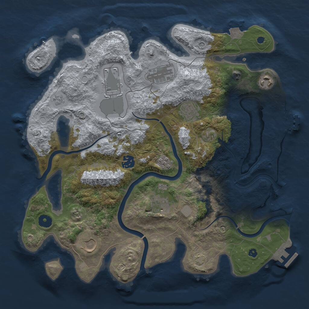 Rust Map: Procedural Map, Size: 3500, Seed: 632179421, 14 Monuments