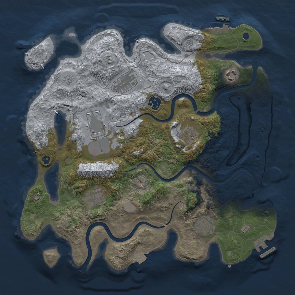 Rust Map: Procedural Map, Size: 3500, Seed: 632179421, 13 Monuments