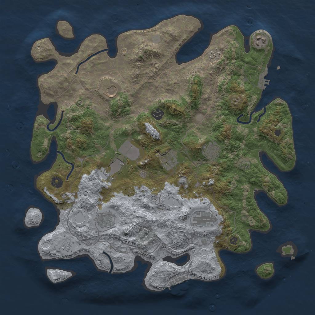 Rust Map: Procedural Map, Size: 4000, Seed: 31472, 16 Monuments