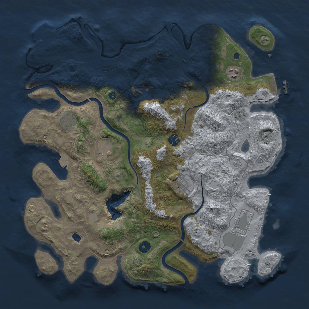 Rust Map: Procedural Map, Size: 4000, Seed: 727311, 13 Monuments