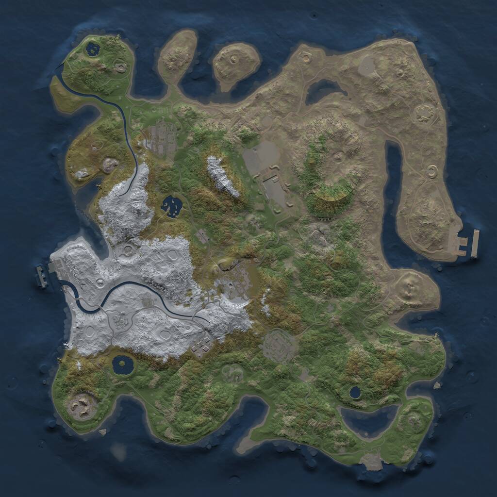 Rust Map: Procedural Map, Size: 3600, Seed: 2027169764, 13 Monuments