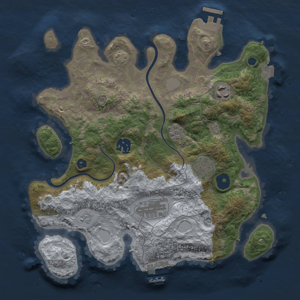 Rust Map: Procedural Map, Size: 3000, Seed: 8869, 11 Monuments