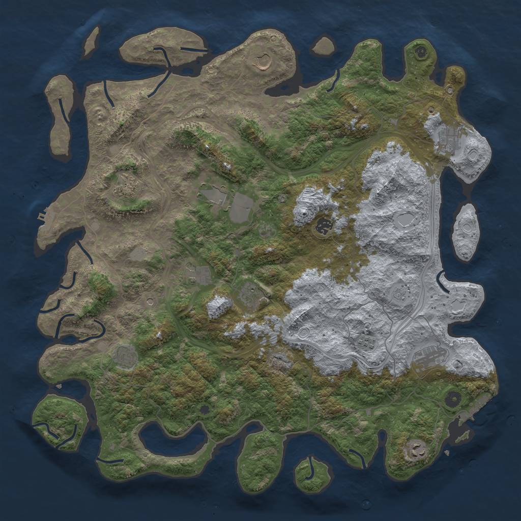 Rust Map: Procedural Map, Size: 4800, Seed: 369841790, 18 Monuments