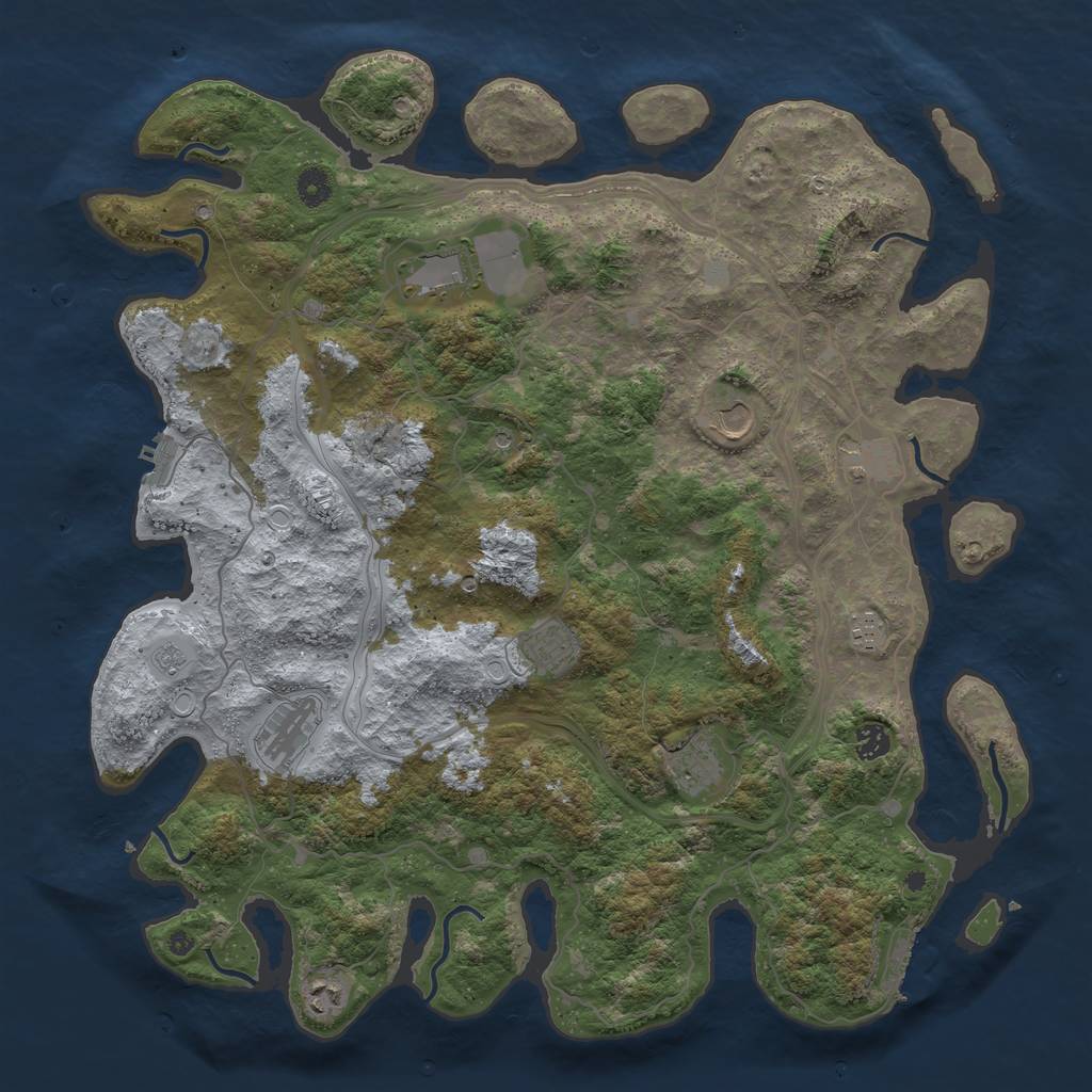 Rust Map: Procedural Map, Size: 4500, Seed: 32320, 16 Monuments