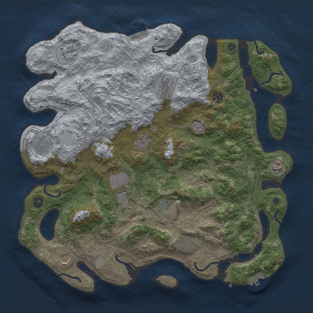 Rust Map: Procedural Map, Size: 4250, Seed: 1257580673, 18 Monuments