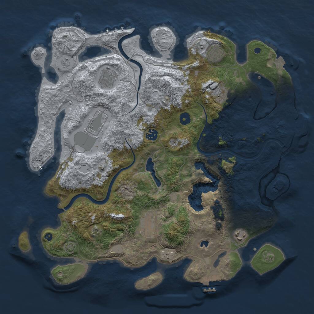 Rust Map: Procedural Map, Size: 4000, Seed: 1182903634, 14 Monuments