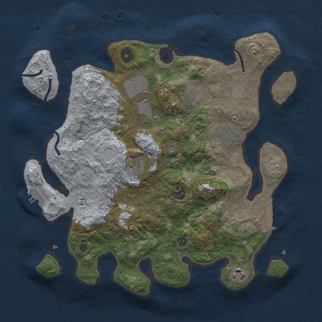 Rust Map: Procedural Map, Size: 3500, Seed: 48302, 14 Monuments