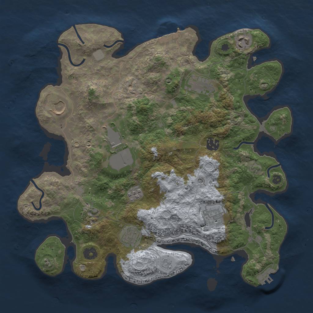 Rust Map: Procedural Map, Size: 3500, Seed: 421417019, 16 Monuments