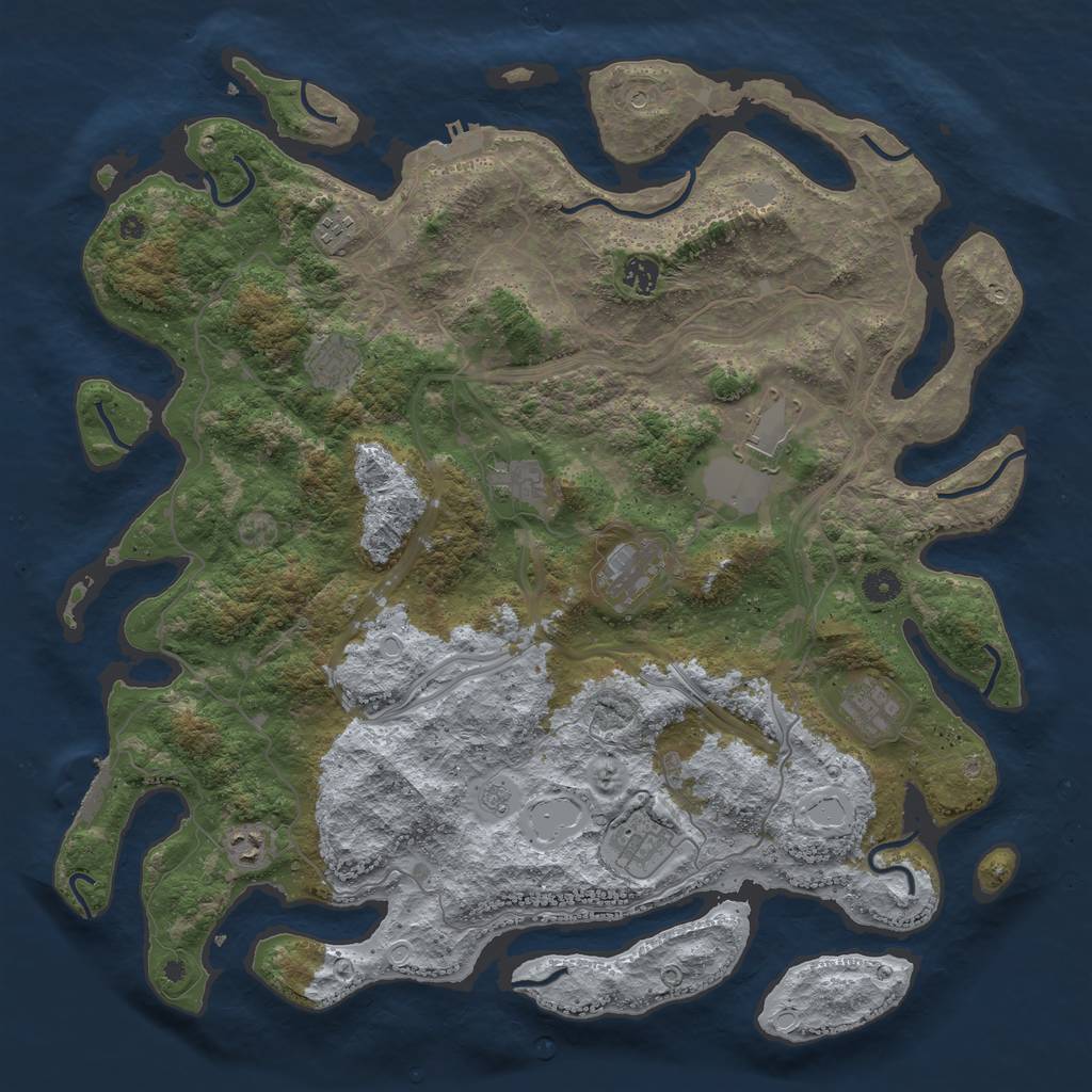 Rust Map: Procedural Map, Size: 4500, Seed: 1563033488, 16 Monuments