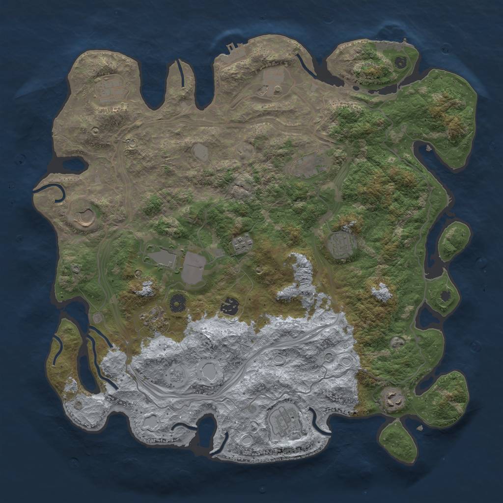 Rust Map: Procedural Map, Size: 4250, Seed: 731689590, 18 Monuments