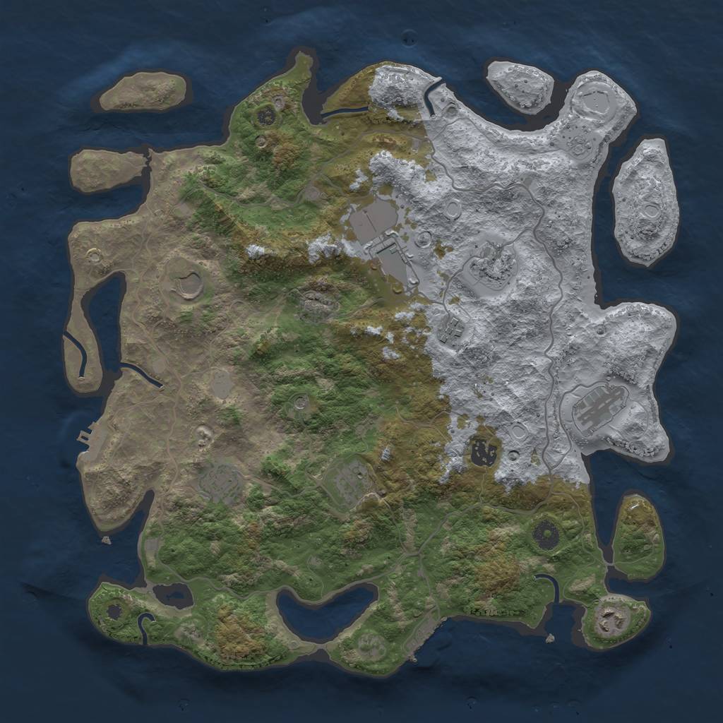 Rust Map: Procedural Map, Size: 4000, Seed: 662736529, 16 Monuments