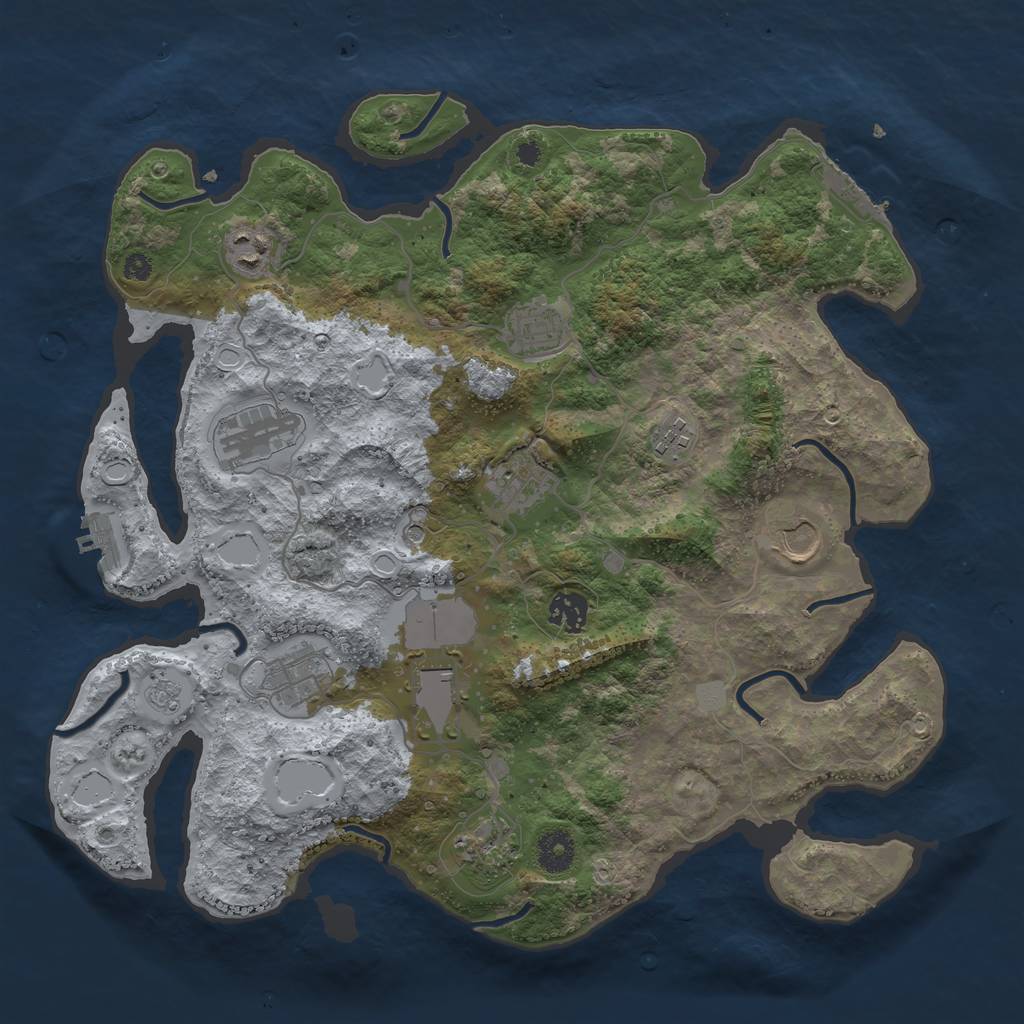 Rust Map: Procedural Map, Size: 3750, Seed: 1625065856, 17 Monuments
