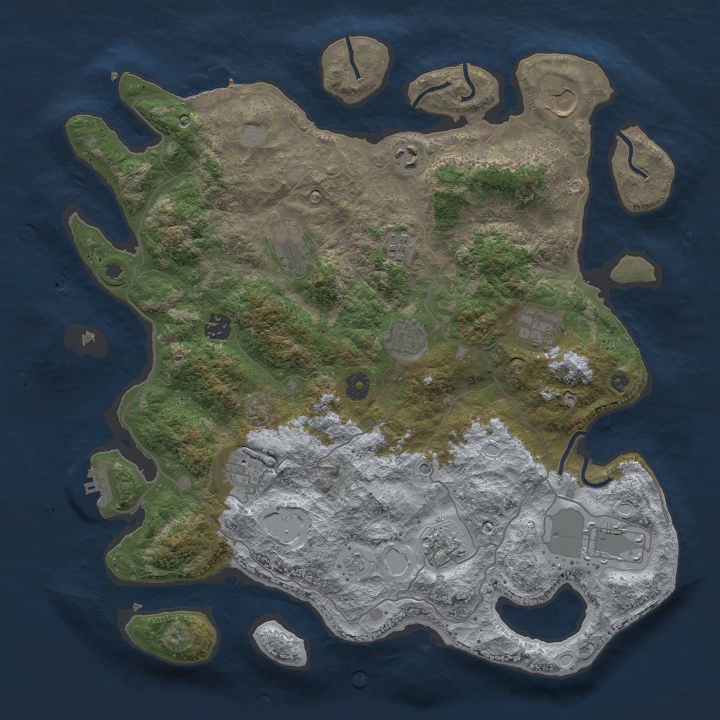 Rust Map: Procedural Map, Size: 4000, Seed: 959079078, 17 Monuments