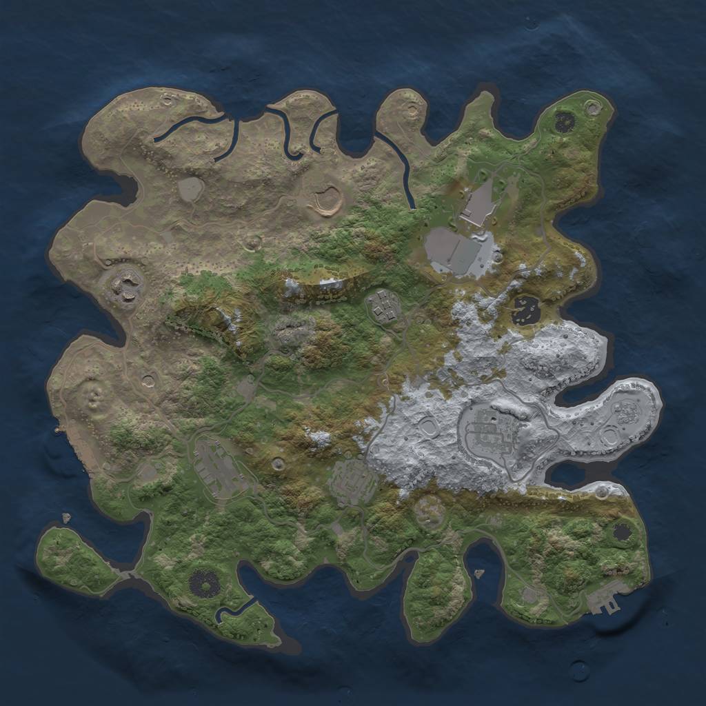Rust Map: Procedural Map, Size: 3500, Seed: 75395094, 15 Monuments