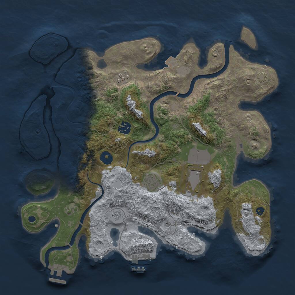 Rust Map: Procedural Map, Size: 3500, Seed: 73947947, 10 Monuments