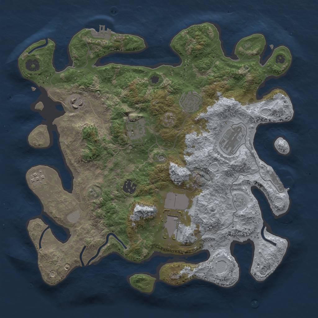Rust Map: Procedural Map, Size: 3500, Seed: 13336022, 14 Monuments
