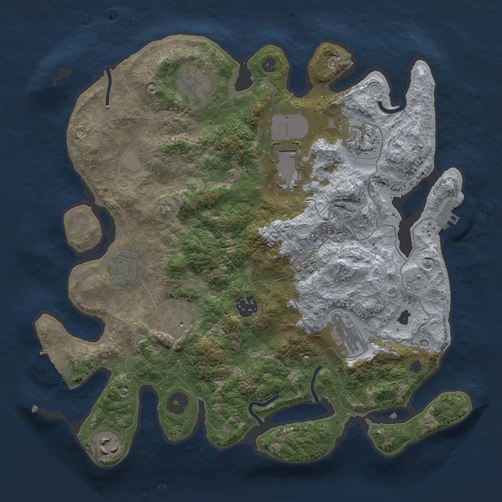 Rust Map: Procedural Map, Size: 3500, Seed: 8443468, 16 Monuments