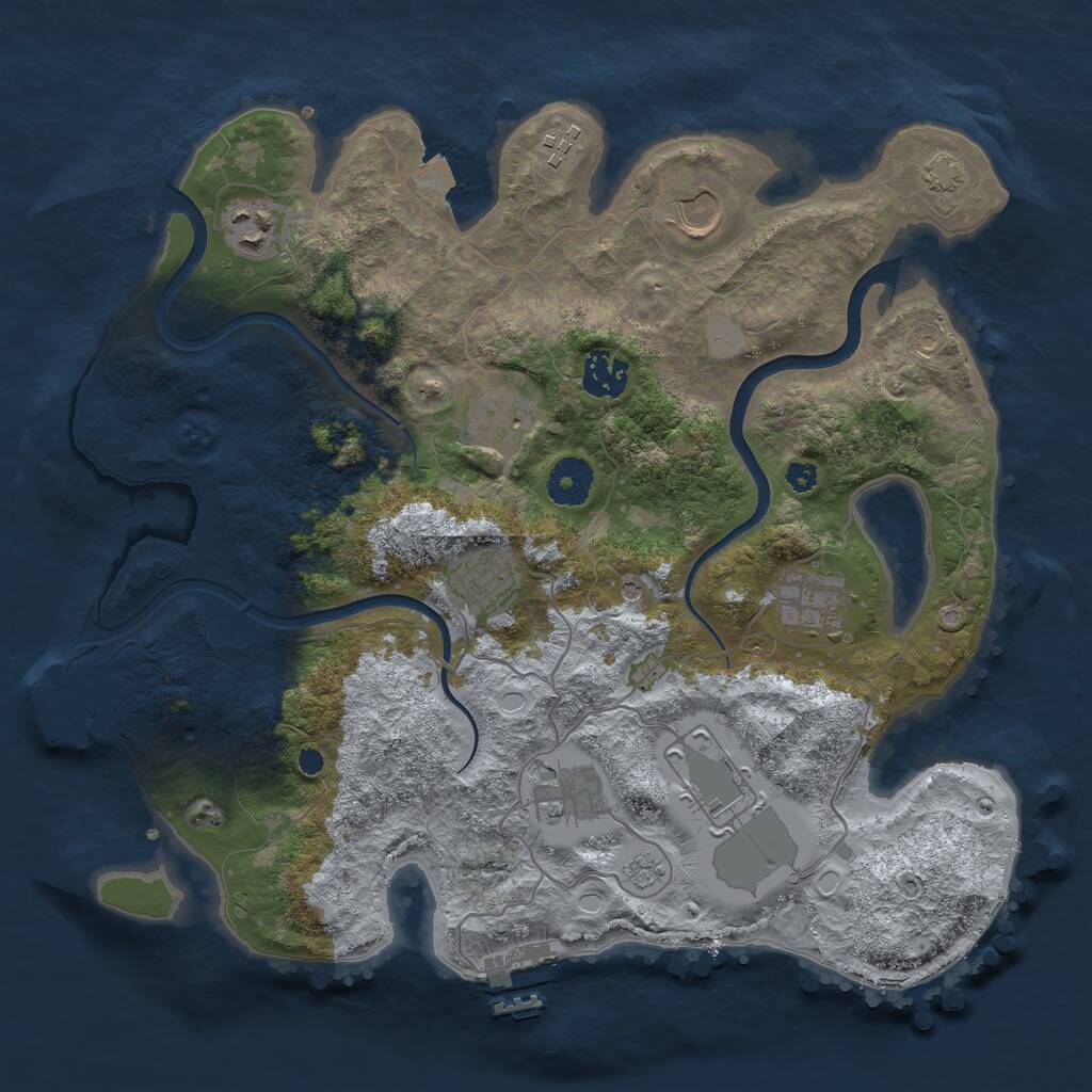 Rust Map: Procedural Map, Size: 3500, Seed: 725975454, 15 Monuments