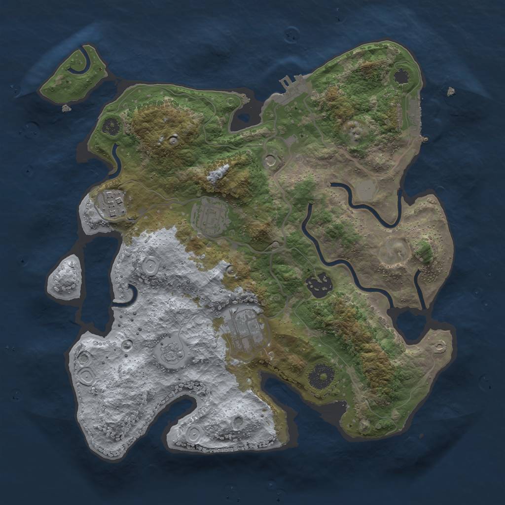 Rust Map: Procedural Map, Size: 3000, Seed: 430821533, 11 Monuments