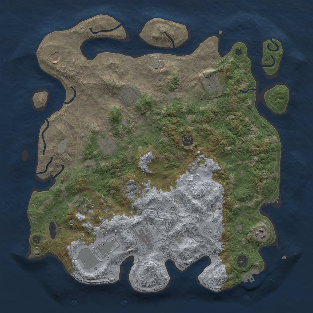 Rust Map: Procedural Map, Size: 4000, Seed: 893253, 16 Monuments