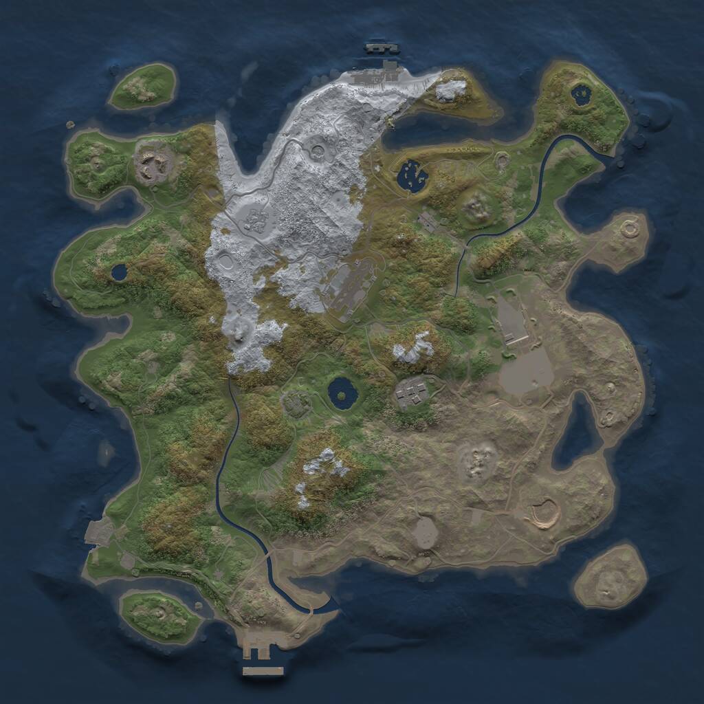 Rust Map: Procedural Map, Size: 3500, Seed: 1939502016, 12 Monuments