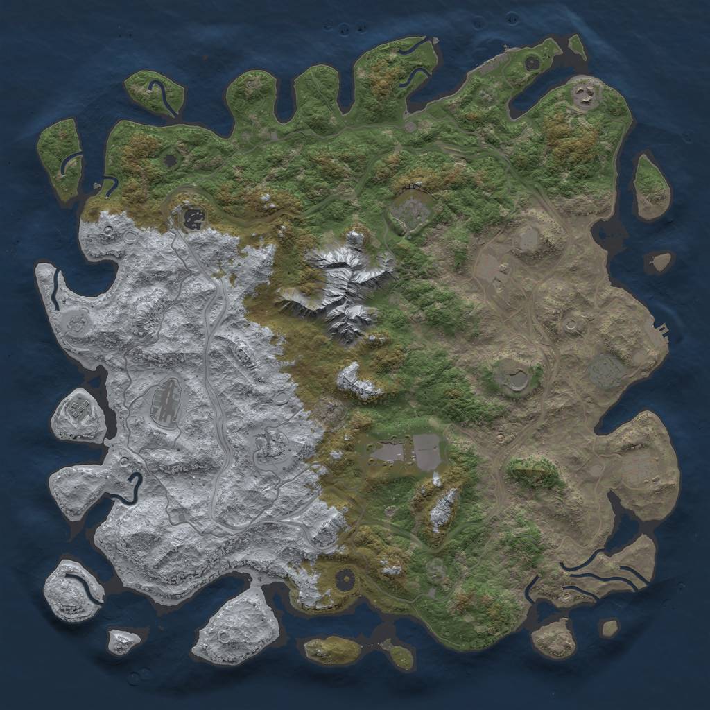 Rust Map: Procedural Map, Size: 5000, Seed: 1654957760, 18 Monuments
