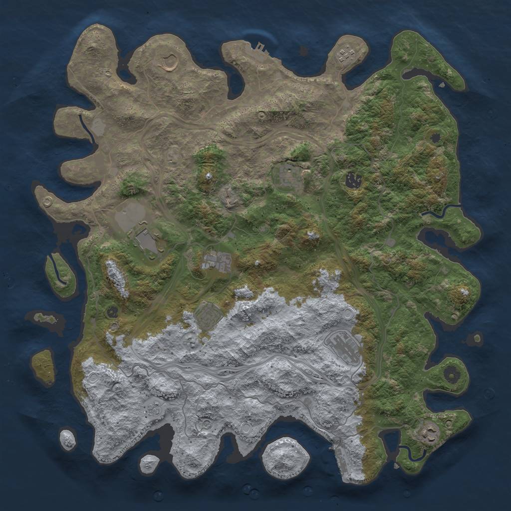 Rust Map: Procedural Map, Size: 4500, Seed: 205153094, 16 Monuments
