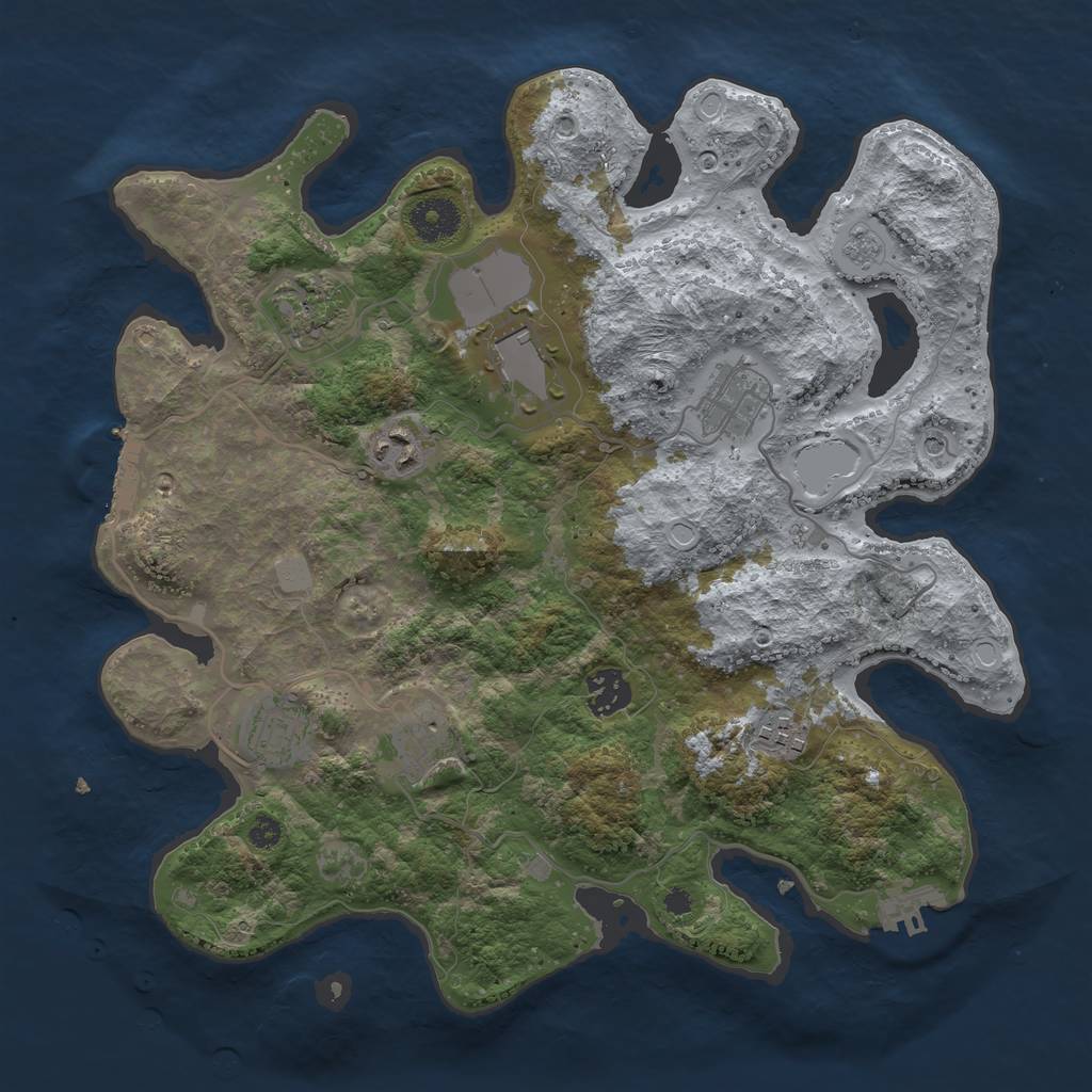 Rust Map: Procedural Map, Size: 3500, Seed: 93308355, 15 Monuments