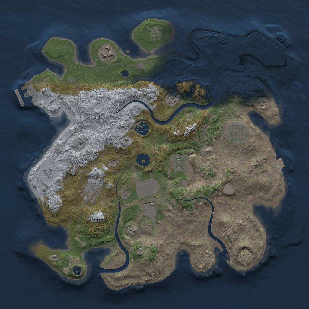 Rust Map: Procedural Map, Size: 3500, Seed: 158652, 13 Monuments