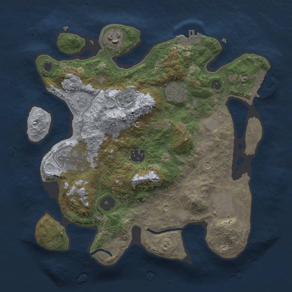 Rust Map: Procedural Map, Size: 3000, Seed: 692236054, 13 Monuments