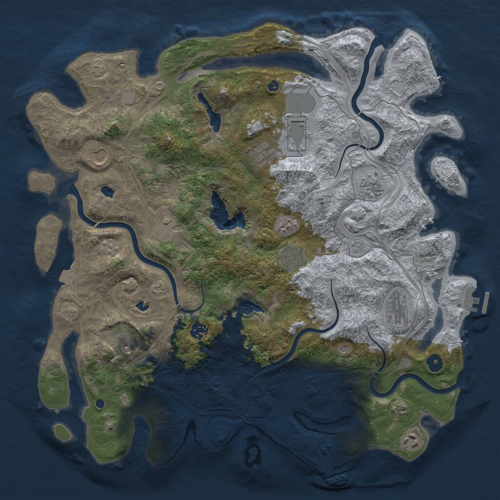 Rust Map: Procedural Map, Size: 4500, Seed: 90647525, 17 Monuments