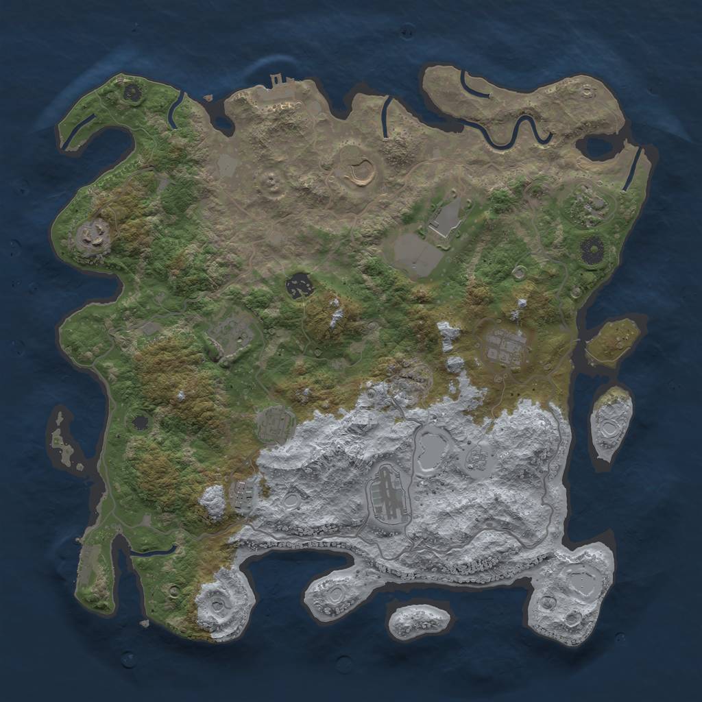 Rust Map: Procedural Map, Size: 4000, Seed: 415345, 17 Monuments
