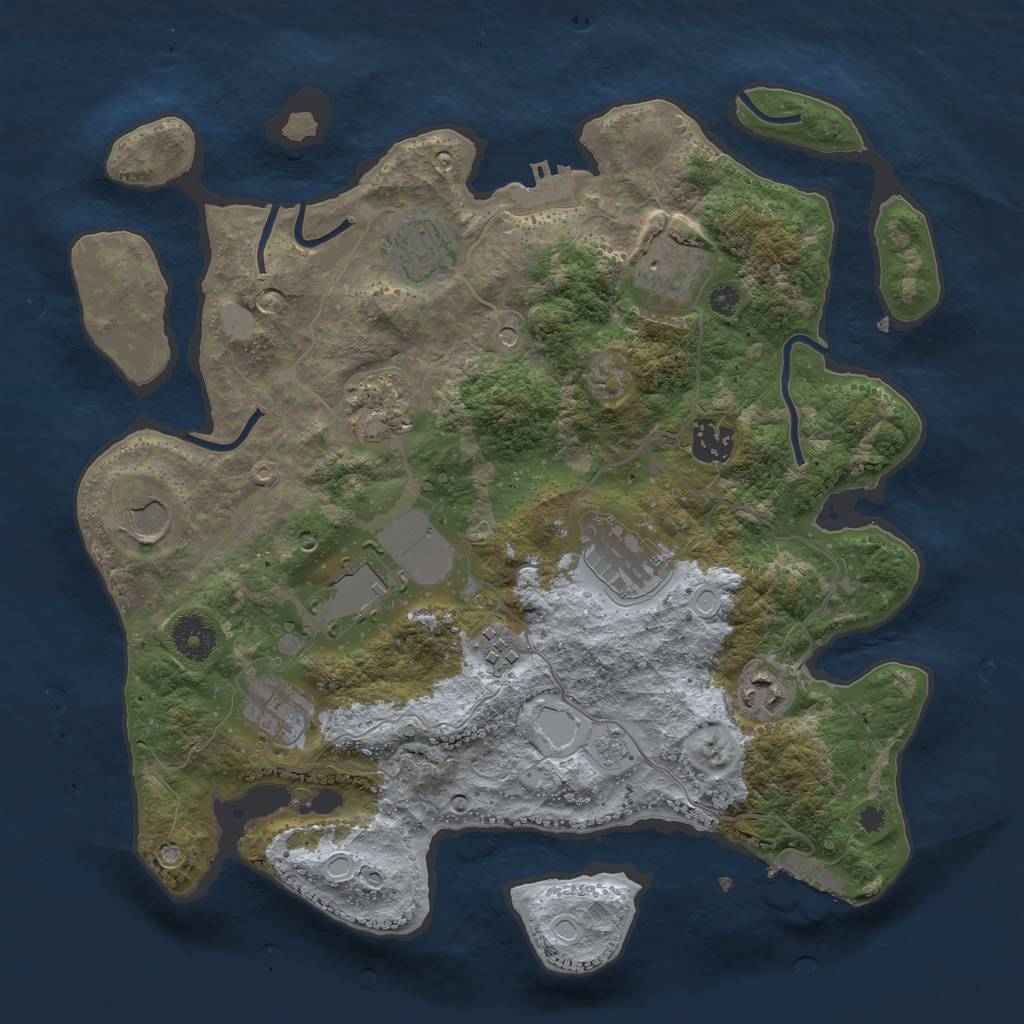 Rust Map: Procedural Map, Size: 3500, Seed: 881147186, 17 Monuments