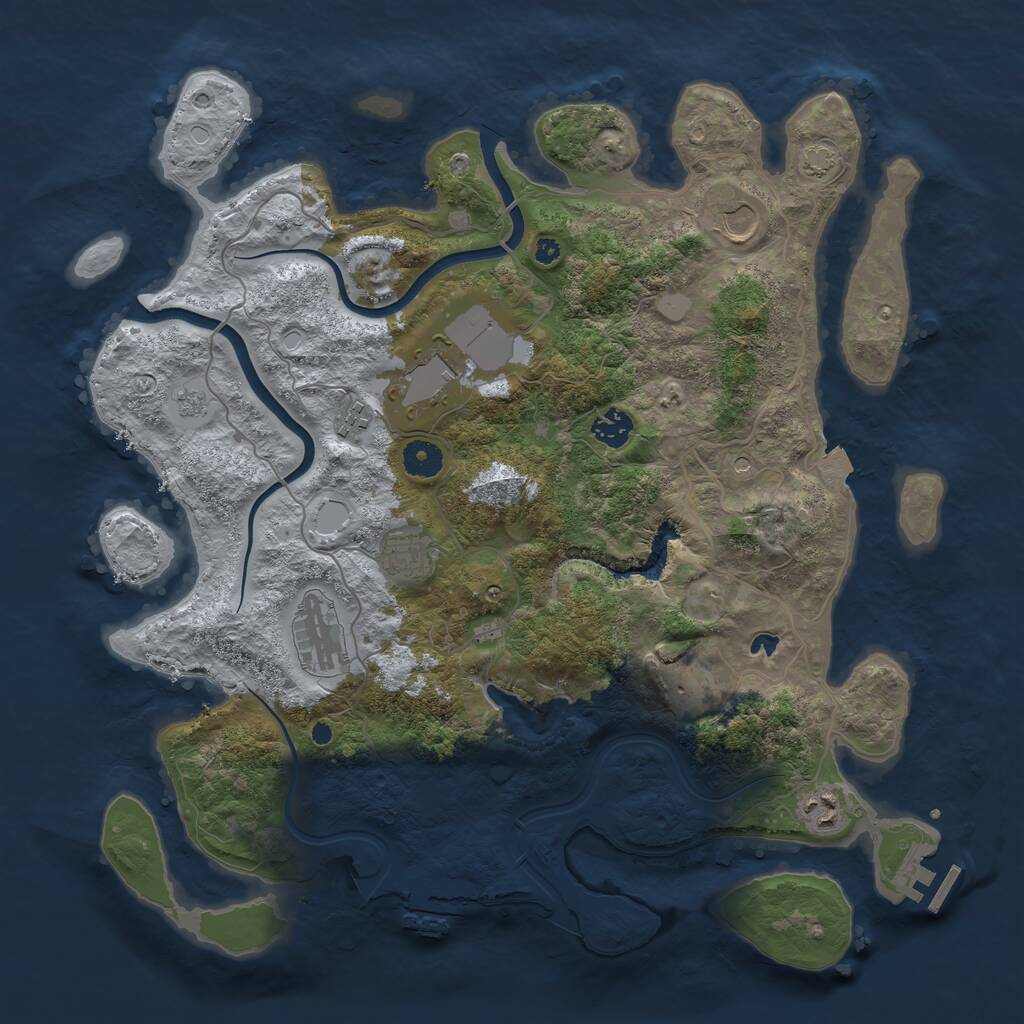 Rust Map: Procedural Map, Size: 4000, Seed: 672190143, 14 Monuments