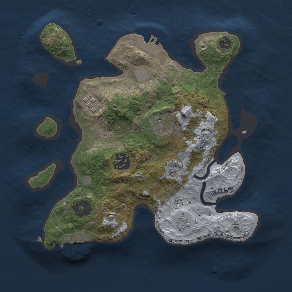 Rust Map: Procedural Map, Size: 2500, Seed: 165789302, 10 Monuments