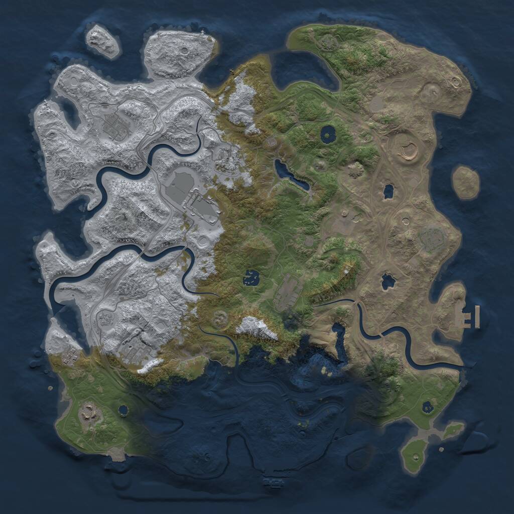 Rust Map: Procedural Map, Size: 4500, Seed: 375443, 17 Monuments